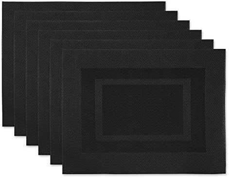 DII Vinyl Tabletop Collection, Placemat Set, 13x17.25, Black, 6 Piece