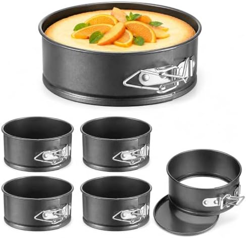 Veemoon 5inch Springform Pan, 6pcs Round Non-Stick Baking Mold with