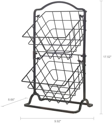 Gourmet Basics by Mikasa General Store 2-Tier Metal Countertop Fruit Storage Basket, Antique Black