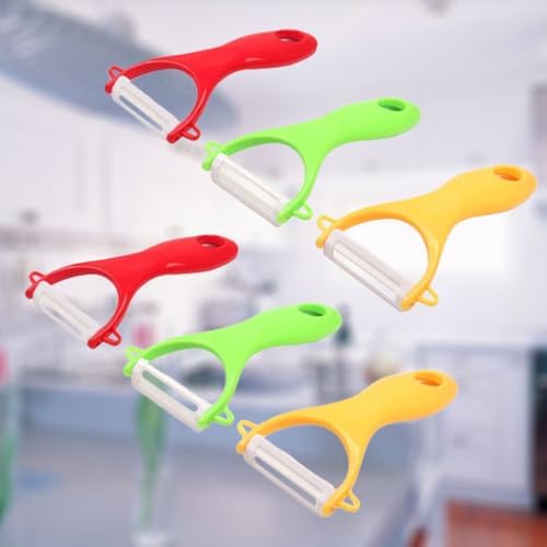 6 Piece Ceramic Vegetable Peeler with Hook Handle for Kitchen