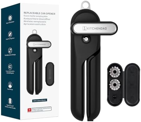 KITCHENDAO Replaceable Can Opener with 2 Extra Blades, Super Sharp