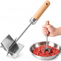 304 Stainless Steel Meat Chopper, 6-Blade Ground Beef Masher &