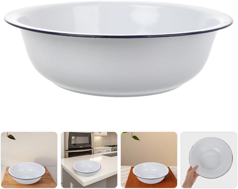 ABOOFAN Vintage Enamel Basin 11.02 Inch Round Enamel Dish Basin for