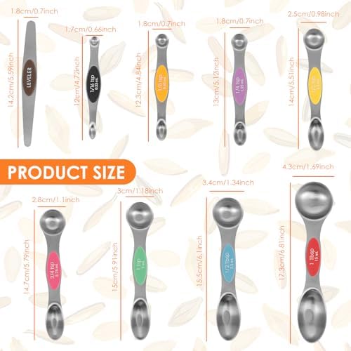 Magnetic Measuring Spoons Stainless Steel Double Sided Teaspoon Easy
