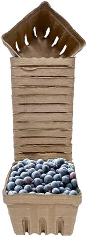 40 Pack Natural Berry Basket 1 Pint, Pulp Fiber Vented Produce