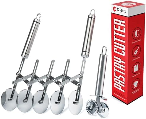 Oleex ‘All-Dough’ Pastry Cutter Set. 5 Wheel Dough Cutter and Dual