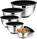 TeamFar Mixing Bowls, Salad Bowls with Airtight Lids, Black
