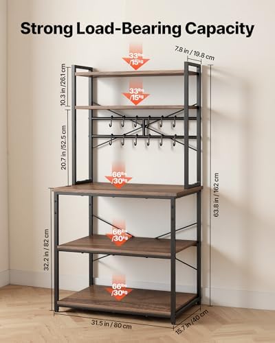 VEVOR 31.5-Inch Bakers Rack with 12 S-Shaped Hooks