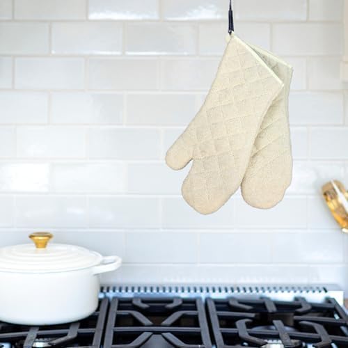 Nouvelle Legende Quilted Cotton Terry Oven Mitts for Baking, BBQ, and