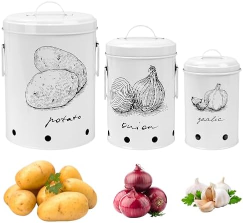 Kitchen Potato and Onion Storage Bin,Metal Vegetable Storage Bins Set