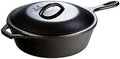 Lodge Pre-Seasoned Cast Iron Deep Skillet with Lid, 3 Quart