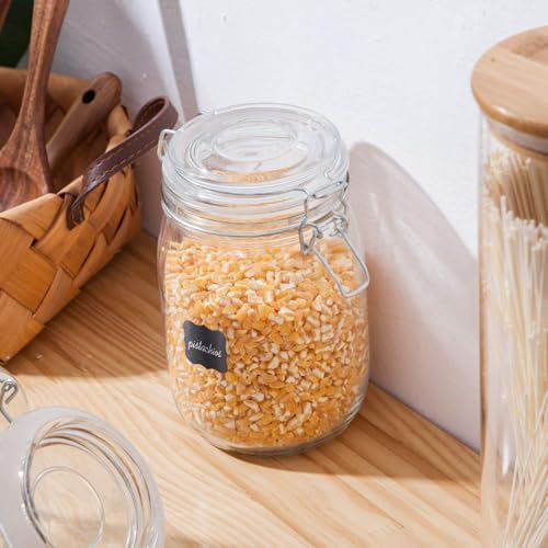 Flrolove 32oz Set of 4 Glass Kitchen Storage Canister Mason Jars with