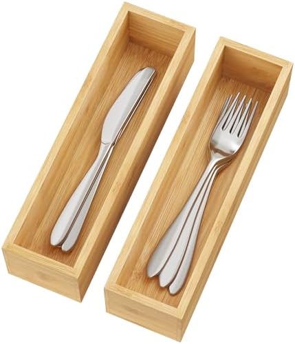 BAMEOS Bamboo Drawer Organizer, Set of 2