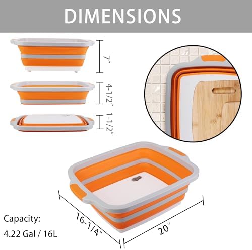 Tiawudi Large Collapsible BBQ Prep Tub with Lid(4.22 Gal/16L)