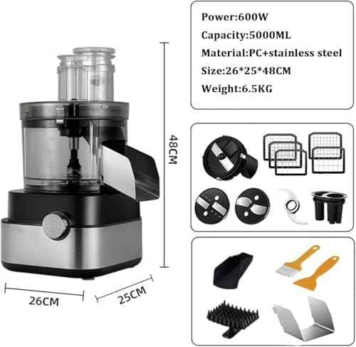 Commercial Food Processor, 5-in-1, 5 Grid Blades