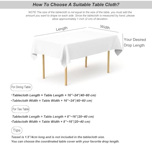 meioro Rectangle Linen Fabric Table Cloth 47 x 63 Inch - Dining Room