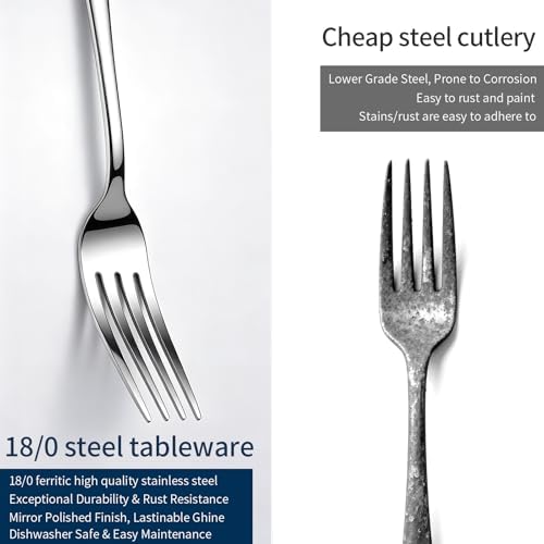GPY 24-Piece Silverware Set with Steak Knives Nickel Free Cutlery Set