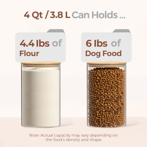 ComSaf Flour Sugar Storage Containers 4 Qt, 2 Pack Glass Flour
