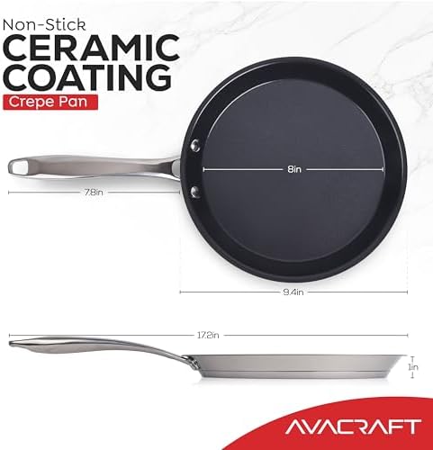 AVACRAFT 10 Inch PFAS-Free Ceramic Nonstick Crepe Pan