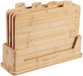 4 Piece Bamboo Cutting Boards Set with Food Icons & Stand, 12.6"L x