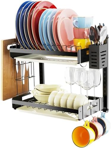 Wall Mounted Dish Drying Rack, 16“ Long, Black