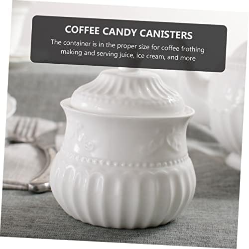 1 Set 2pcs Ceramic Milk Jug Glass Terrarium with Lid Glass Sugar Bowl