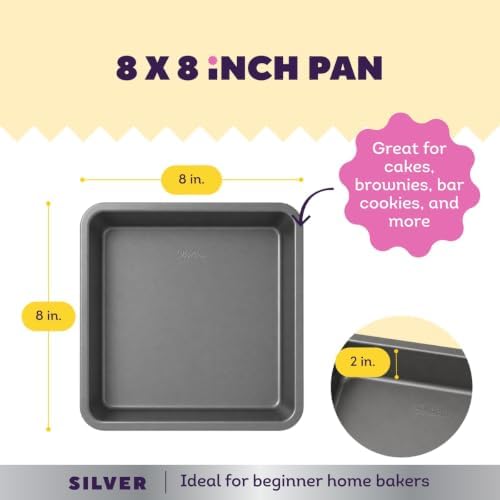 Wilton Silver Non-Stick Square Pan, Made Without PFAS, 8 x 8 in.