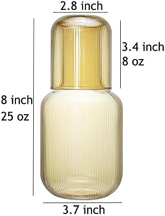 Sizikato 25 Oz Amber Glass Bedside Night Water Carafe with Tumbler