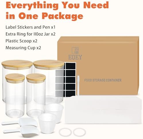 Glass Storage Jars Set Elegant Containers with Airtight Bamboo Lids