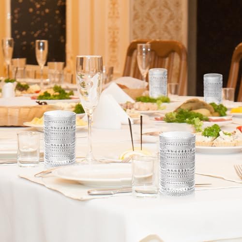 Hobnail Glasses Set of 6 Highball Vintage Drinking Glasses 13OZ Clear