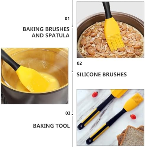 Silicone Pastry Brush and Spatula Set, Long Handle Baking Tools for