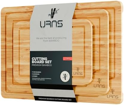 Bamboo Cutting Board, Durable Kitchen Wood Boards with Deep Juice
