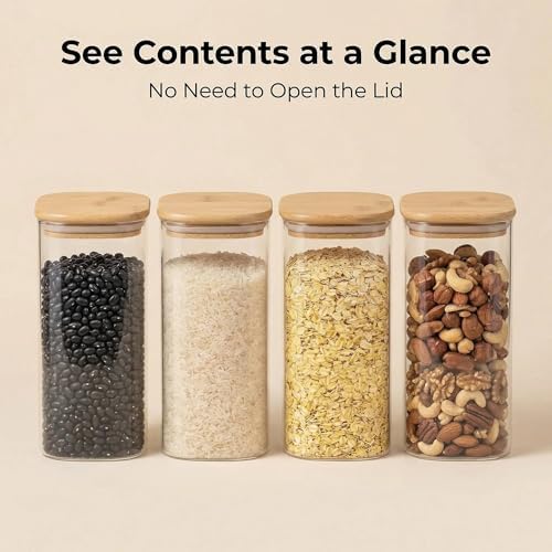Airtight Glass Storage Containers with Lids Set of 6, 25 /37 /50oz