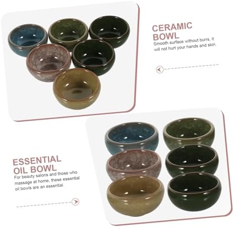 Ciieeo Essential Oil Mixing Bowl Set, 6 Pieces Ceramic Ice Cracked