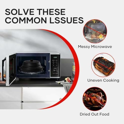 2 in 1 Microwave Splatter Cover for Food with Anti-scald Base Plate