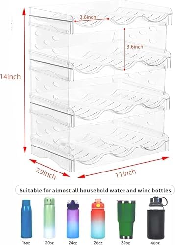 SUOXING Stackable Water Bottle Organizer for Cabinet,Large Compartment