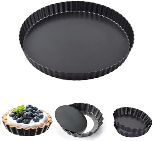 Tart Pan with Removable Bottom: Nonstick Carbon Steel 9 Inch and