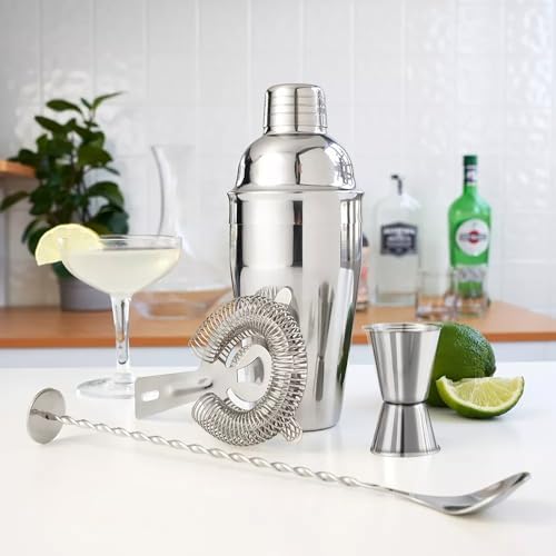 ZPUFAW 5-Piece Cocktail Shaker Set Shaker Strainer Jigger T-Mixing