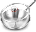 13-Inch Tri-Ply Stainless Steel Wok Pan with Lid | Detachable handle