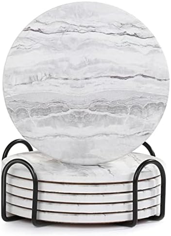 Acejoz Drink Coasters with Holder for Coffee Table, Absorbent Coaster