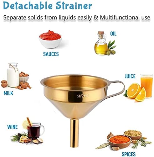 Stainless Steel Funnel Set Gold Kitchen Funnel Small Home Funnel