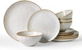 Famiware Ocean Round Ceramic Dinnerware Set for 4, Cappuccino White