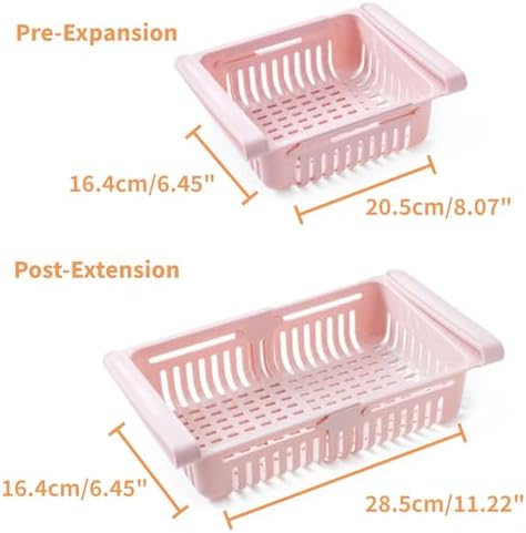 Fridge Drawer Organizer, Retractable Refrigerator Drawers Pull Out