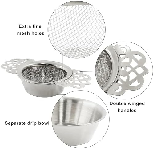 4 Pack Tea Strainers, Stainless Steel, Silver