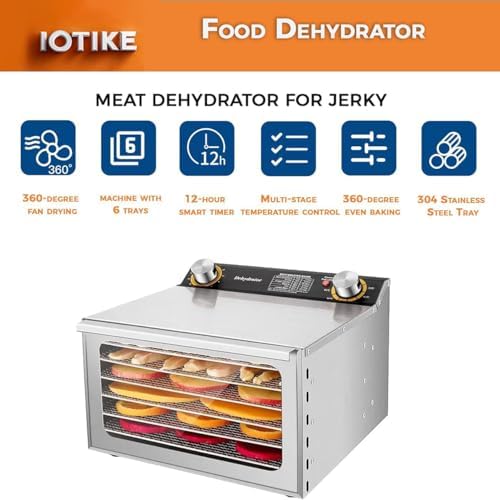 Stainless Steel 6-Layer Food Dehydrator, 12-Hour Timer