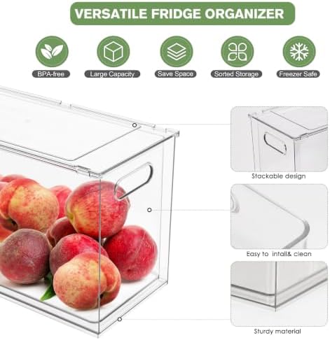 9.5QT Refrigerator Organizer Fridge Storage Bin with Pull-out Drawer