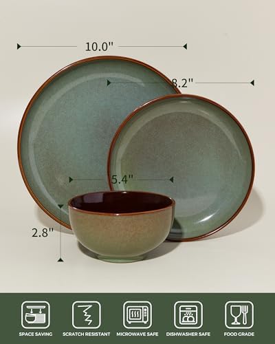Pokini Ceramic Dinnerware Sets for 12, 36pcs Plates and Bowls Sets Dish Set
