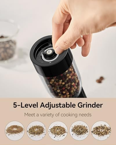 TOMEEM Rechargeable Electric Salt and Pepper Grinder Set