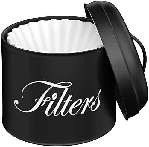 Coffee Filter Holder with Lid, Black Coffee Bar Accessories
