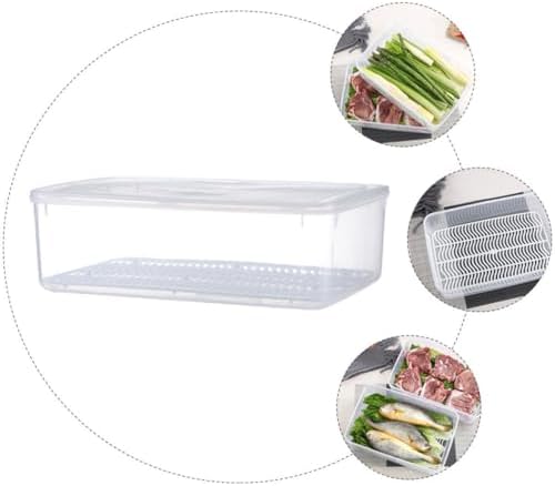 PRETYZOOM White Plastic Food Storage Box with Lid, Stackable Drain